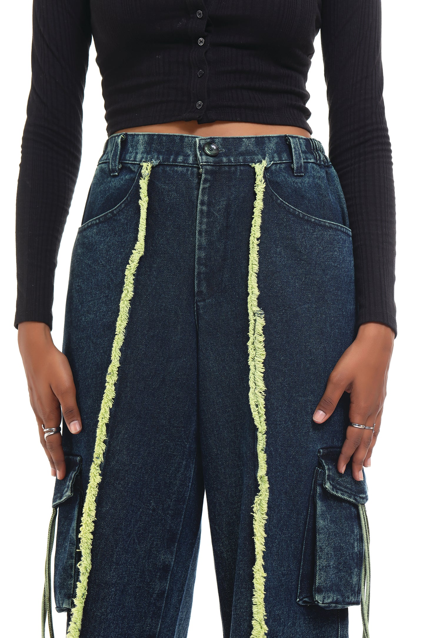 Oversized jeans | Streetwear jeans | outwear jeans | relaxed fit jeans | unisex apparel | indian streetwear | baggy jeans | baggy jeans | kokobongo jeans | green oversized jeans | acid washed jeans | stone wash | hand dyed | frayed jeans | rugged jeans | green jeans | sleeveless jeans | sleeveless streetwear | sleeveless streetwear jeans | utility jeans | raw edges cargos | cargos with pocket | green jeans | blue jeans | green and blue jeans | trendy jeans | jeans with pocket