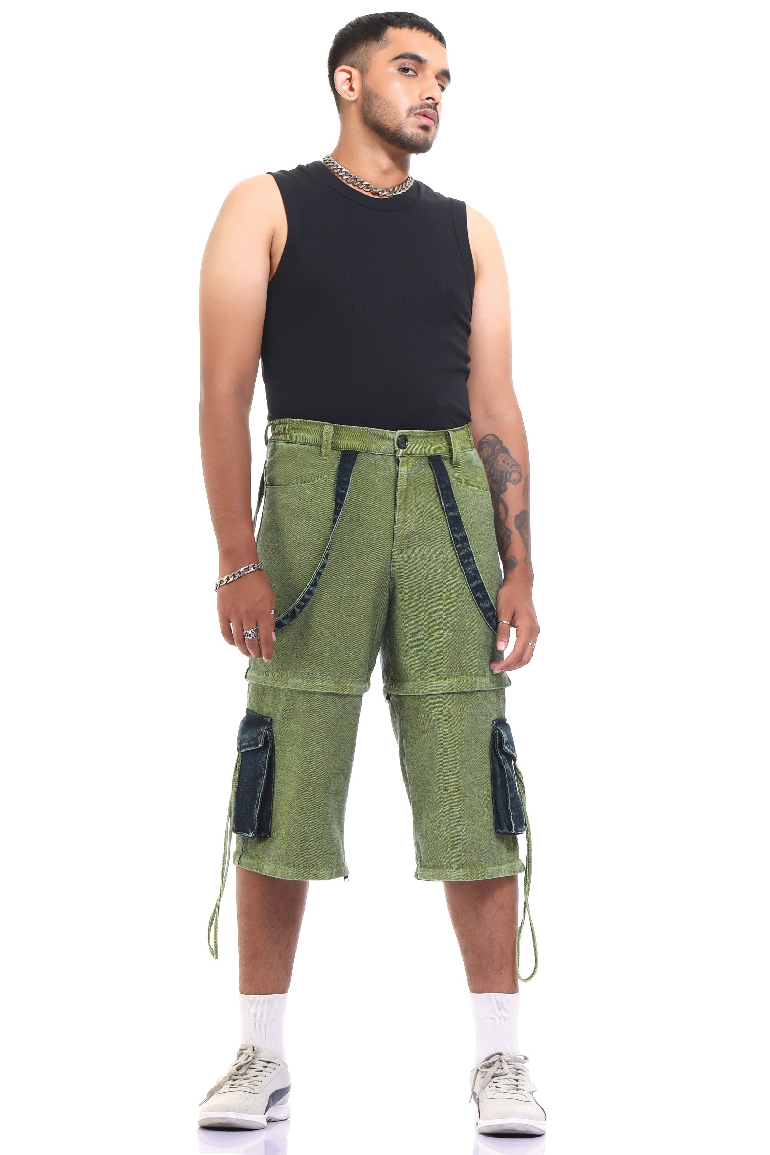 Oversized cargos | oversized jeans | baggy jeans | streetwear jeans | streetwear cargos | convertible jeans | convertible cargos | green cargo | green jeans | streetwear shorts | shorts | indian streetwear | jorts | pocket jeans | 6 pocket jeans | 4 pocket jeans | 2 pocket jeans | acid washed denim | acid washed jeans | oversized shorts | oversized jorts | outwear jeans | fashion for college | 